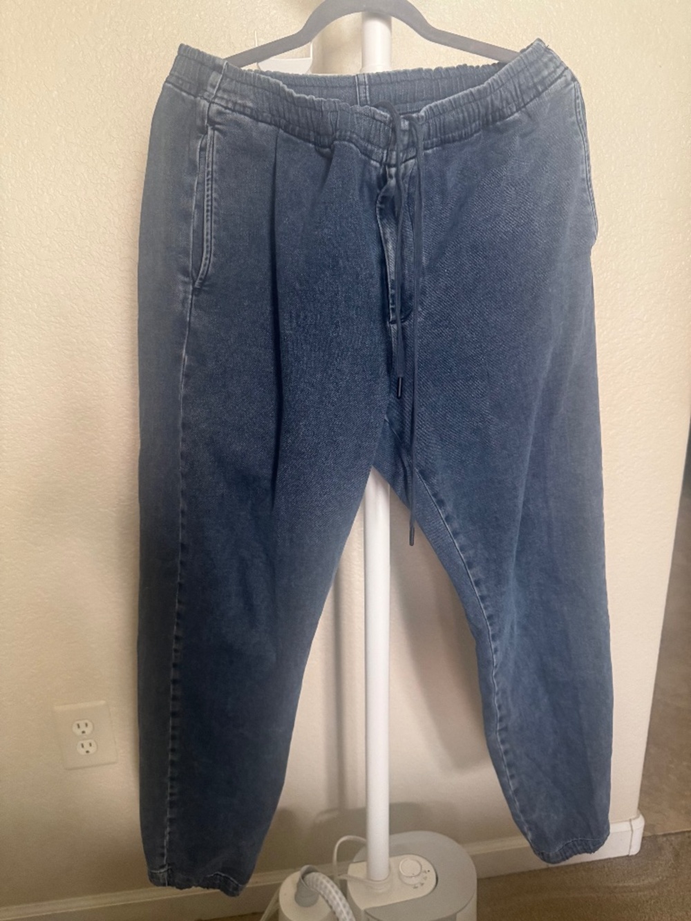 Rag & Bone Men’s Denim Jogger Pants Blue Size L Drawstring Stretch Cotton